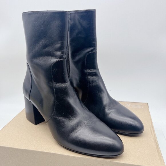 Stuart Weitzman Flareblock 60 Ankle Boots Heels Black Leather US 6 made Spain - Picture 5 of 13
